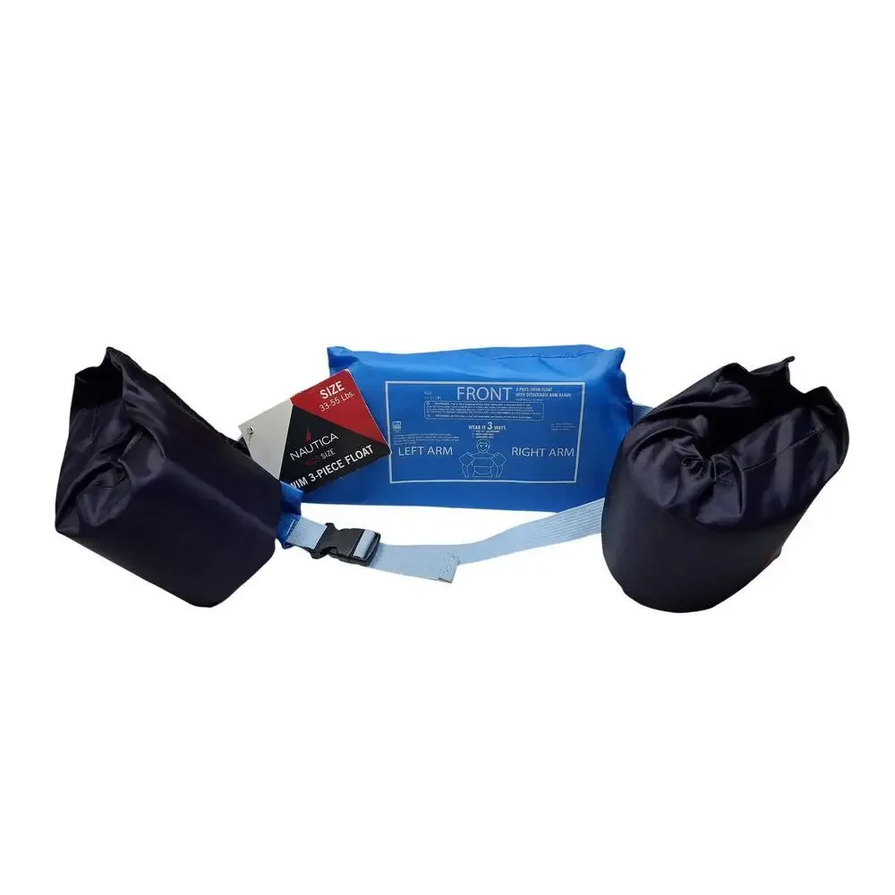 Kids Nautica Swim Float 3 Piece Arm Bands 33-55 Lbs Blue Adjustable New